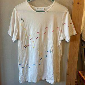 Robert scott foot print embroidery White Tee Sz Medium